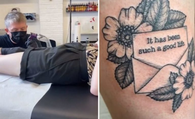 The tattoo of these sisters reflects the last words of their father. That's what it is