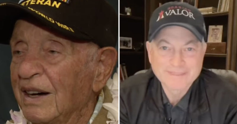 Gary Sinise assists at the 105th anniversary celebration of the oldest survivor of Pearl Harbor