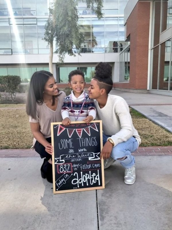 How happy this boy is from the fact that now he has a family