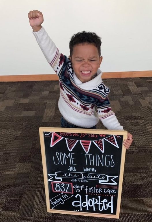 How happy this boy is from the fact that now he has a family
