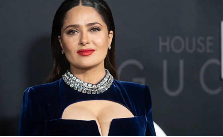 Salma took to the red carpet in a dress made of liquid gold