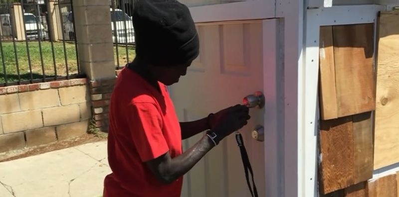 A man constructs a tiny house for a homeless woman who has been sleeping in the dirt for a decade