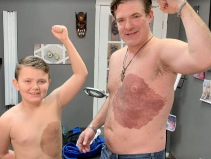 Dad spent many hours on a tattoo to ensure that his child not be shy