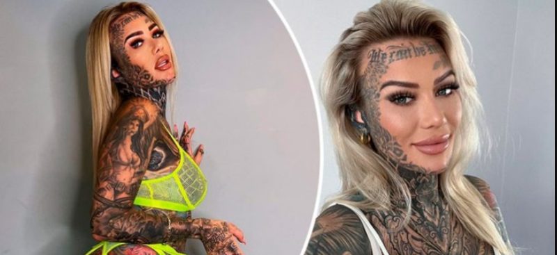 She looked so cute! The British covered 95% of the skin with tattoos, including the intimаte area