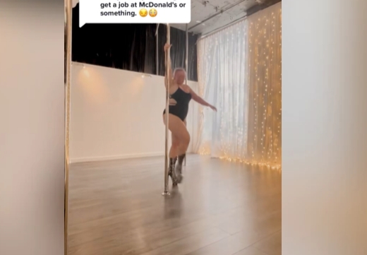 You look like a holiday turkey on a spit! plump girl hated for pole dancing