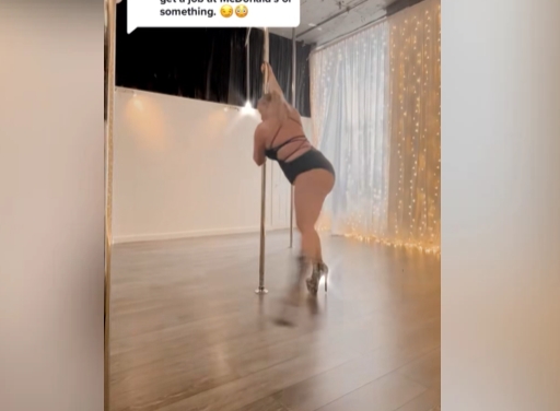 You look like a holiday turkey on a spit! plump girl hated for pole dancing