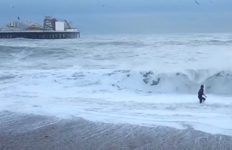 Eyewitnesses filmed a girl trying to save her dog from freezing water