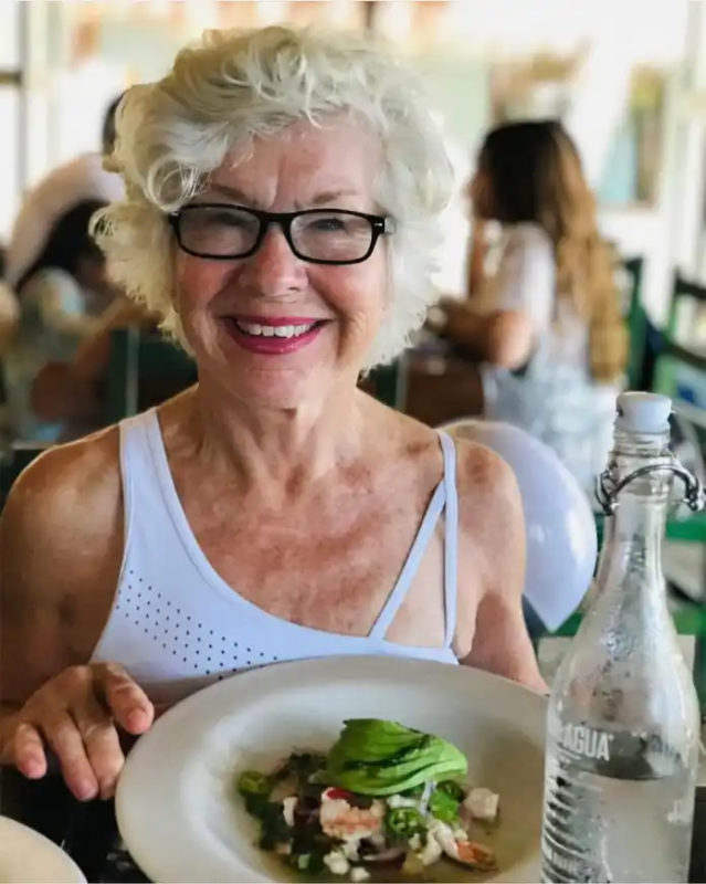 76 yearold model wears mini and short tops: how she looks in such clothes