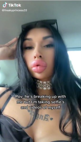 Will burst soon! photo of a girl who increases her lips after every breakup