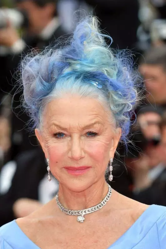 Helen Mirren with bright blue hair surprised the audience at the Cannes Film Festival