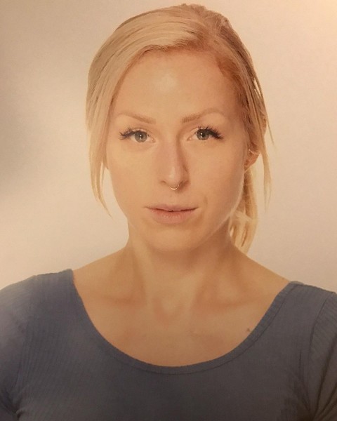 From blonde beauty to cyborg woman! photo of a tattoo fan