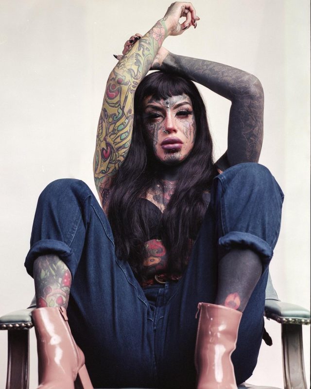 Photo of a tattoo artist who went blind after getting tattoos on her eyes