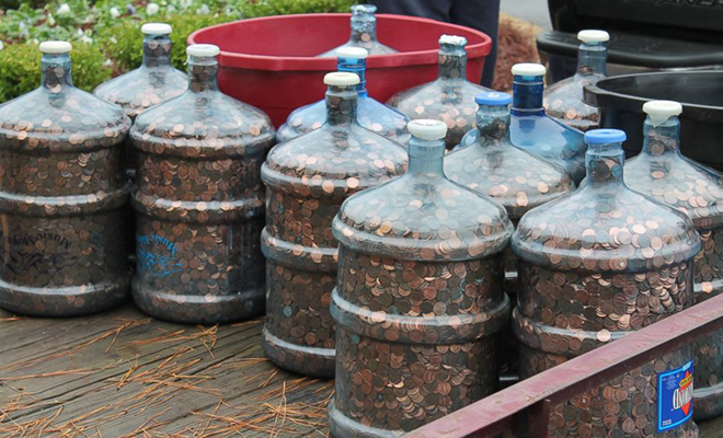 A man saved coins in a box for 45 years and then chose to see how much money he had saved