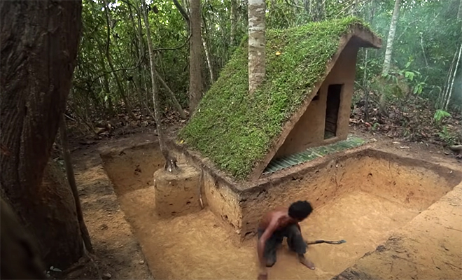 The man went into the forest and excavated the pool himself, using his hands and a stick! Video