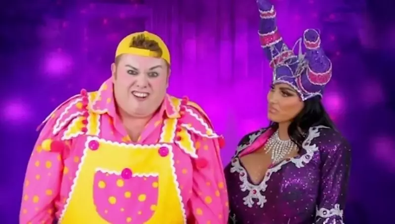 Katie Price promotes a pantomime by paradeing the largest ever boоb job in a skintight costume