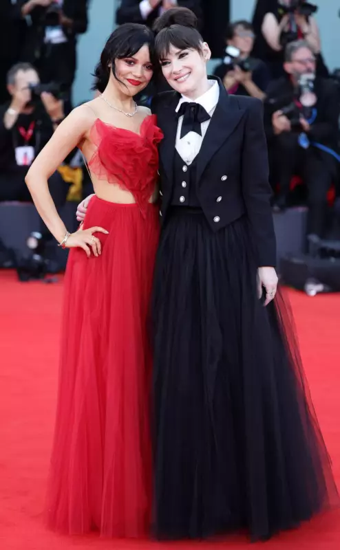 A Channel for Jenna Ortega the red Lydia Deetz wedding dress worn by Winona Ryder at Beetlejuice premiere of Beetlejuice in Venice