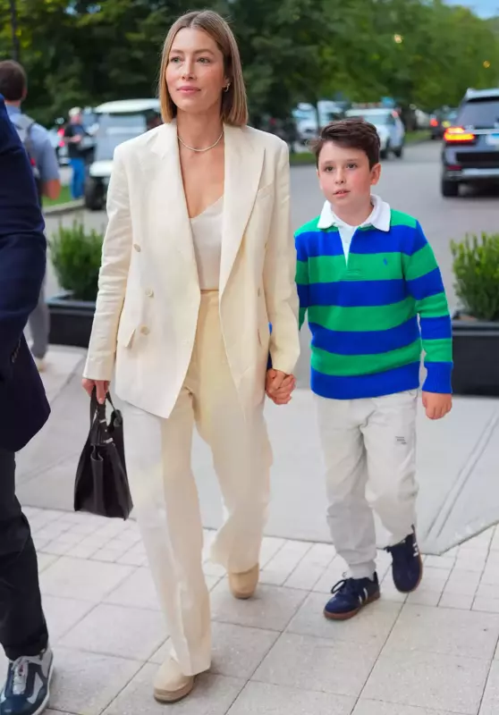 At the US Open in 2024, Jessica Biel's 9-year-old son Silas shares a rare photo of the pair that looks just like mom