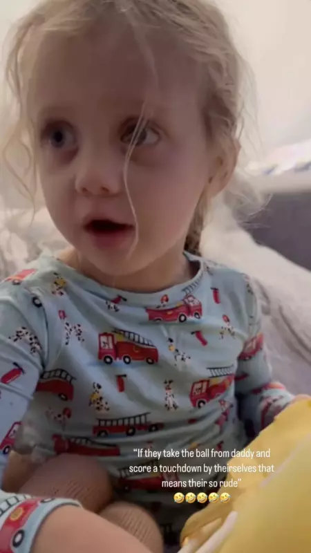 In a cute video, Sterling, the daughter of Patrick Mahomes, says it's so ru de when other players take the ball away from her father