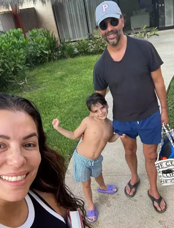 While on vacation, Eva Longoria shares rare blended family photos with her husband, son Santiago, and stepdaughter