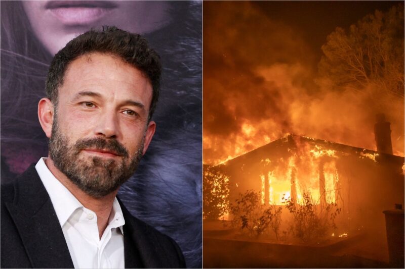 When Ben Affleck gets home and sees the swiftly spreading Pacific Palisades fire close to his property, he appears shocked